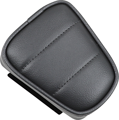 Drag Specialties seats tapered backrest pad with stitched black vinyl cover, shown on a motorcycle seat.