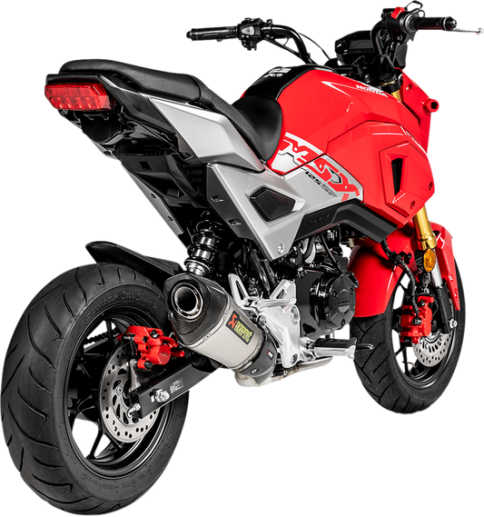 AKRAPOVIC titanium race exhaust for Honda CB125R motorcycle, featuring a sleek, lightweight design with polished finish