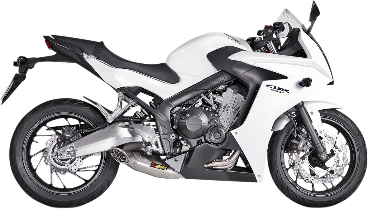 AKRAPOVIC Race Exhaust Titanium S-H6R12-HAFT for motorcycle, showcasing the sleek titanium exhaust pipe and high-performance design.