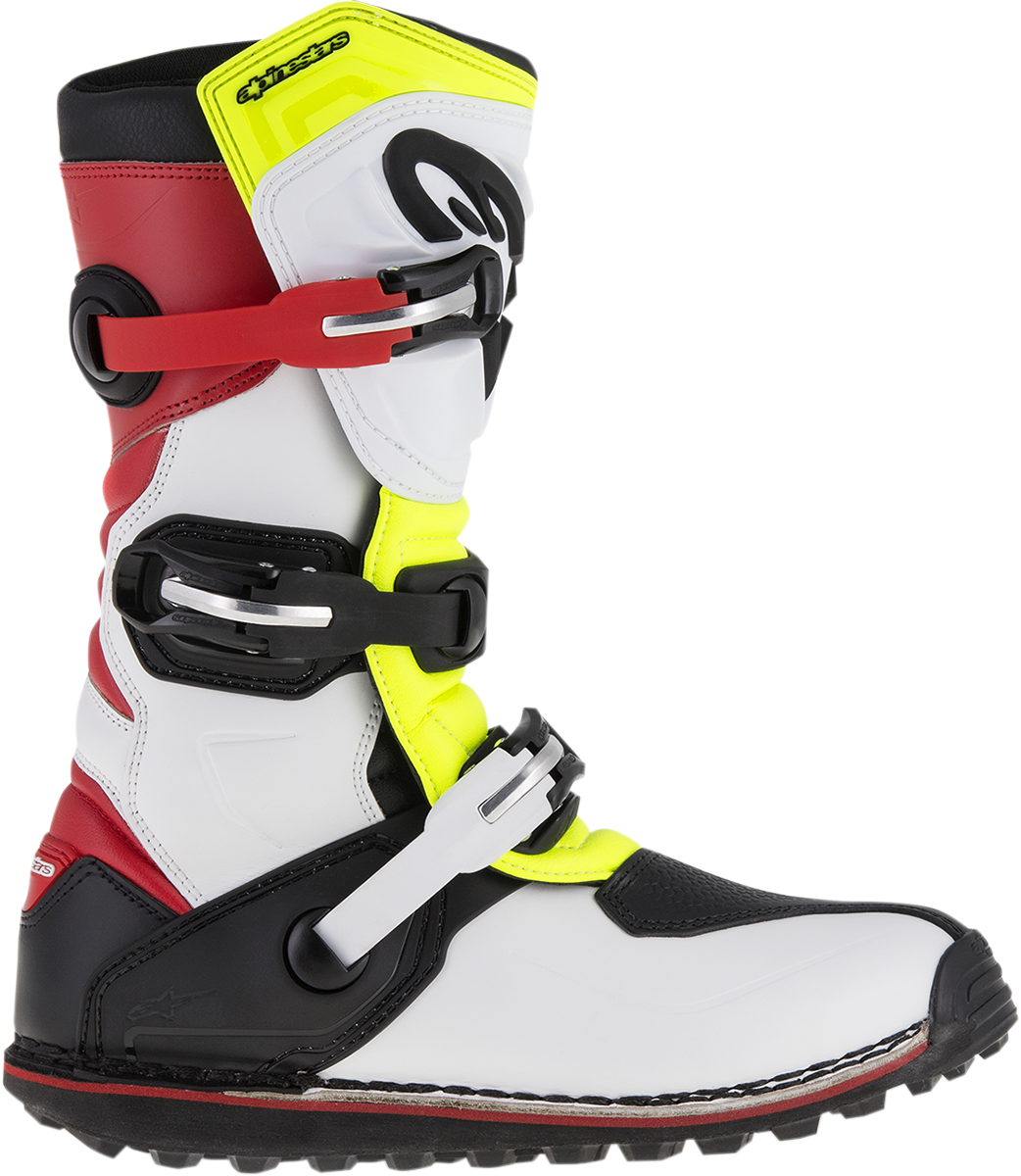 ALPINESTARS, Alpinestars Tech-T Boots US 11 / EU 45.5 - White/Red/Yellow Fluorescent / Black Part 2004017-2351-11