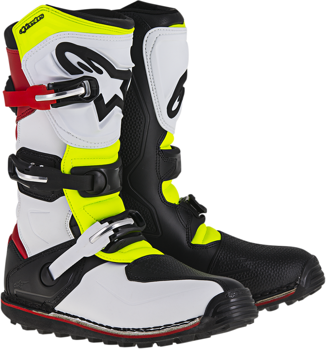 ALPINESTARS, Alpinestars Tech-T Boots US 11 / EU 45.5 - White/Red/Yellow Fluorescent / Black Part 2004017-2351-11