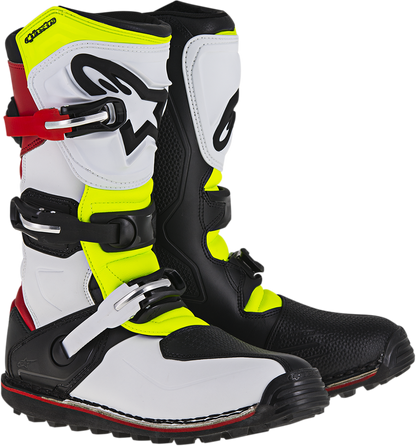 ALPINESTARS, Alpinestars Tech-T Boots US 11 / EU 45.5 - White/Red/Yellow Fluorescent / Black Part 2004017-2351-11