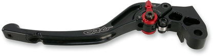 CRG RC2 standard clutch lever in black, showing the sleek motorcycle clutch lever with textured grip and mounting details.