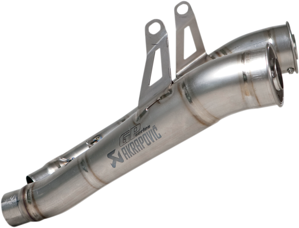 AKRAPOVIC Megaphone Mufflers Titanium SM-K10SO2T for motorcycle performance, showing the sleek titanium exhaust muffler on a bike.