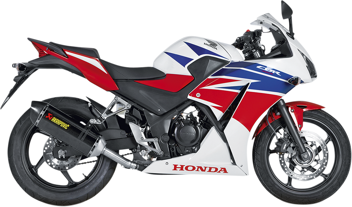 AKRAPOVIC Slip-On Line muffler with carbon fiber finish, designed for enhanced motorcycle performance. Part S-H3SO3-RC.