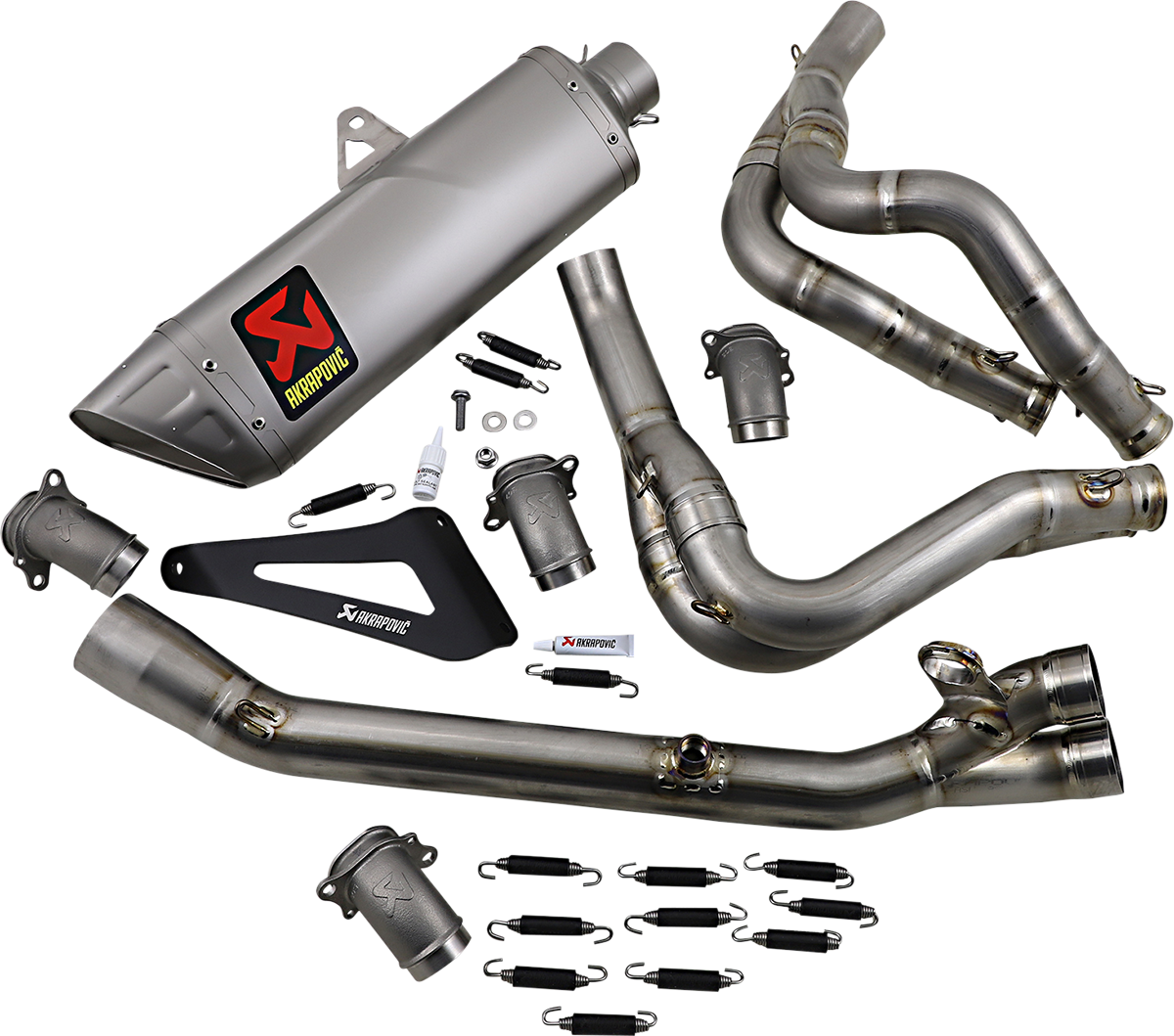 AKRAPOVIC Evolution Line exhaust system S-H10E3-APLT for enhanced vehicle performance and aggressive sound, shown in the image.