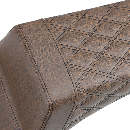 SADDLEMEN Step Up Seat - Front Smooth/Rear Lattice - Brown - Challenger I20-06-173BR - Howling Moto