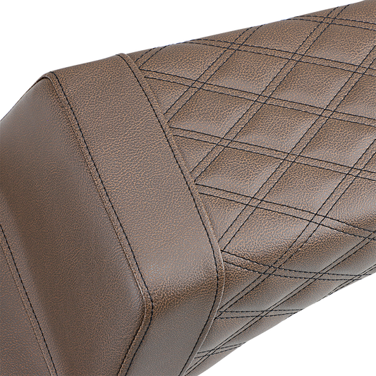 SADDLEMEN Step Up Seat - Front Smooth/Rear Lattice - Brown - Challenger I20-06-173BR - Howling Moto