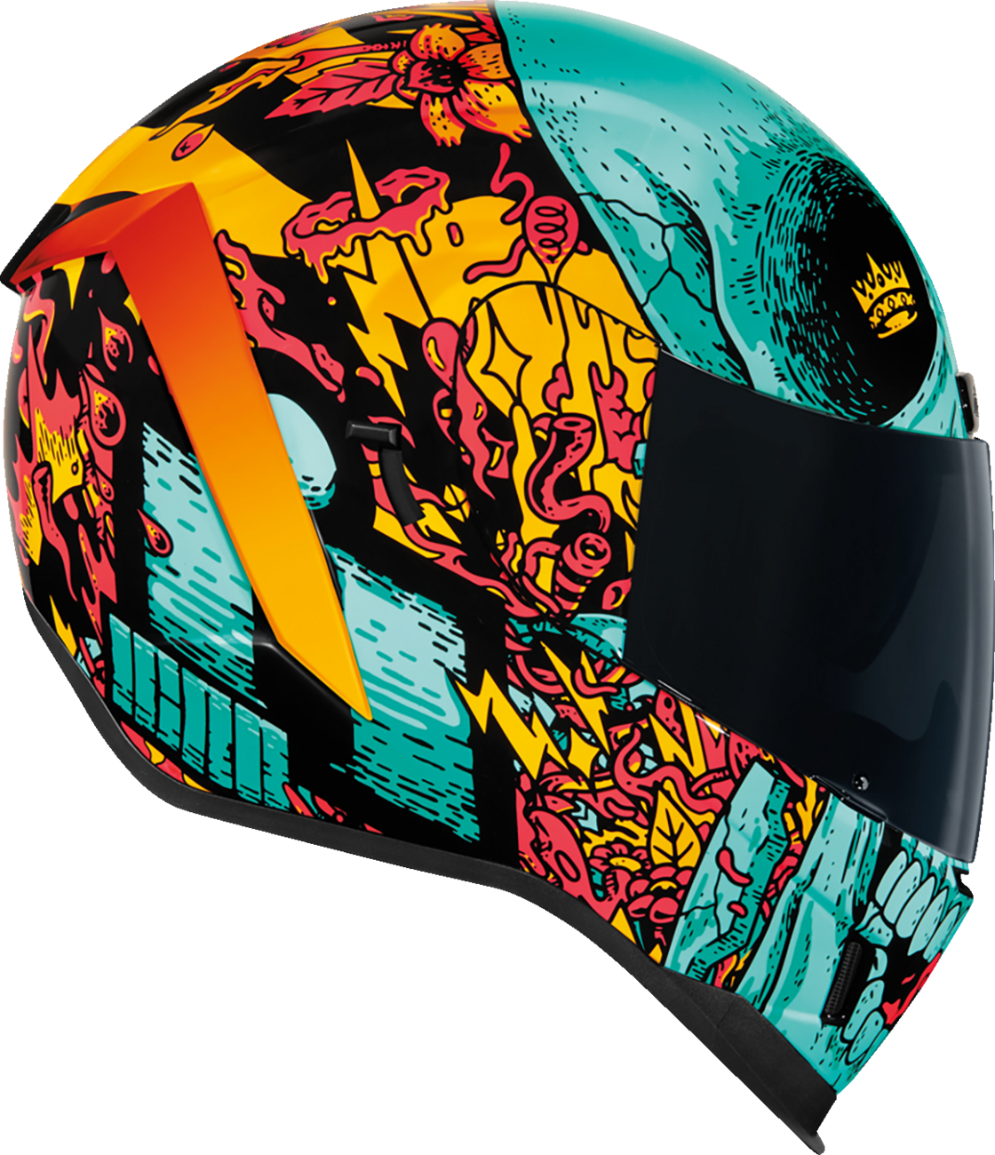 Blue ICON Airform™ MIPS helmet with Munchies design, medium size, featuring a sleek aerodynamic shape and adjustable straps.