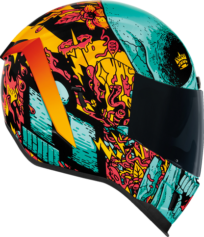 Blue ICON Airform™ MIPS helmet with Munchies design, medium size, featuring a sleek aerodynamic shape and adjustable straps.