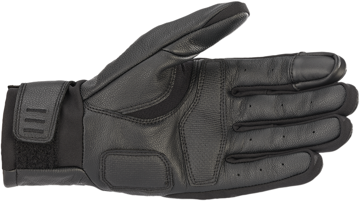 Black ALPINESTARS Gareth Leather Gloves in 3XL, showcasing durable leather construction and detailed stitching.