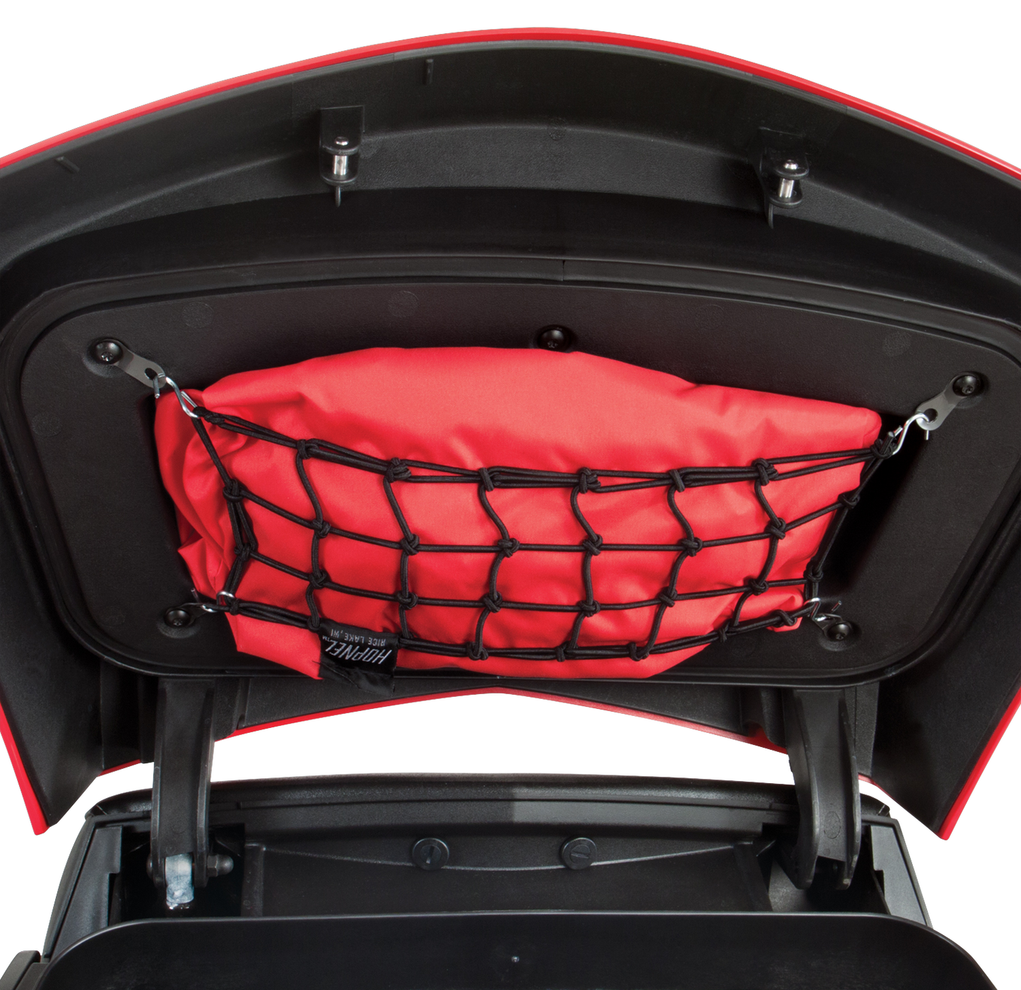 Bill's Exhausts Show Chrome Net Set for Trunk or Saddlebag, designed for motorcycle engine storage and organization.