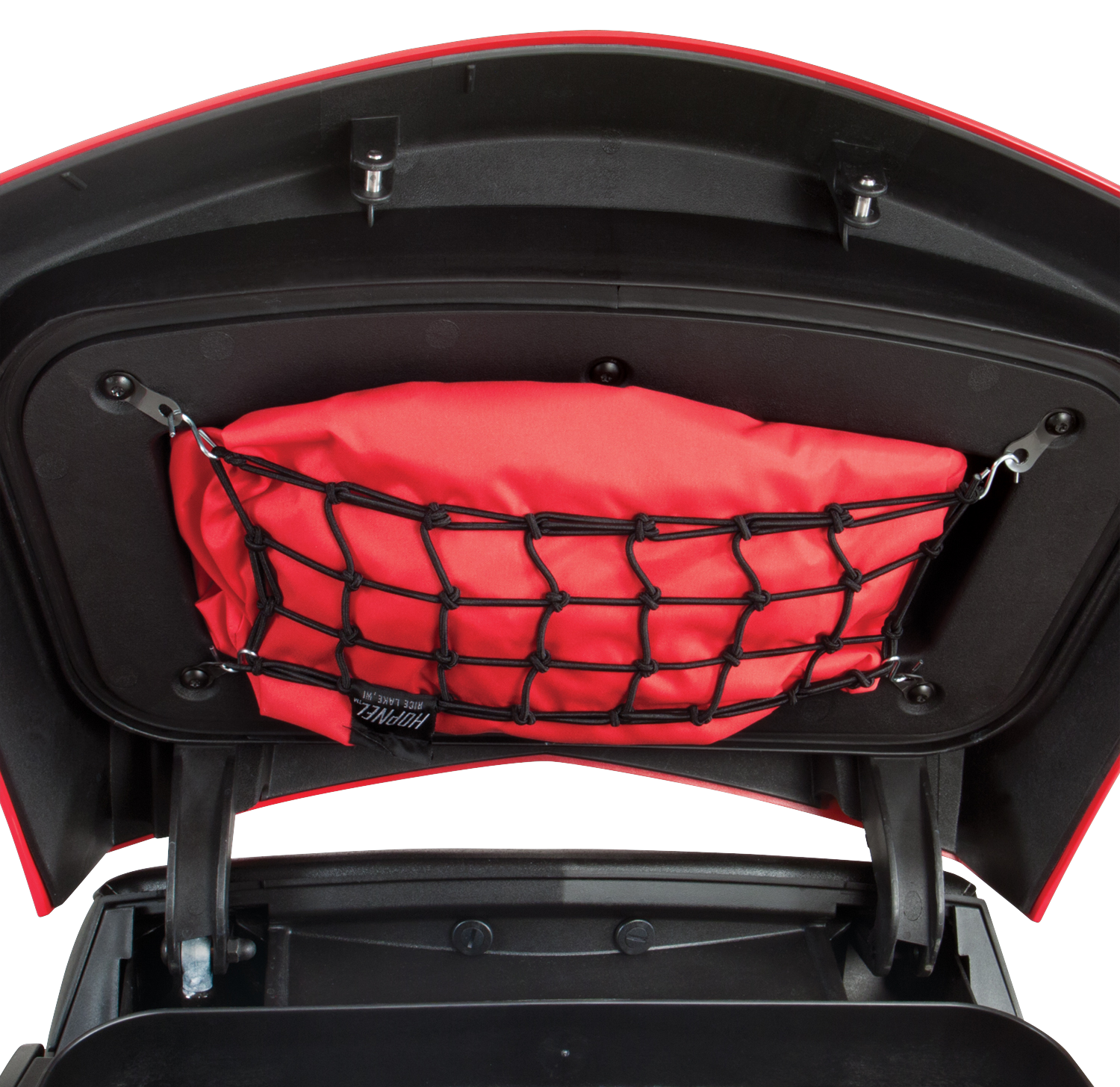 Bill's Exhausts Show Chrome Net Set for Trunk or Saddlebag, designed for motorcycle engine storage and organization.