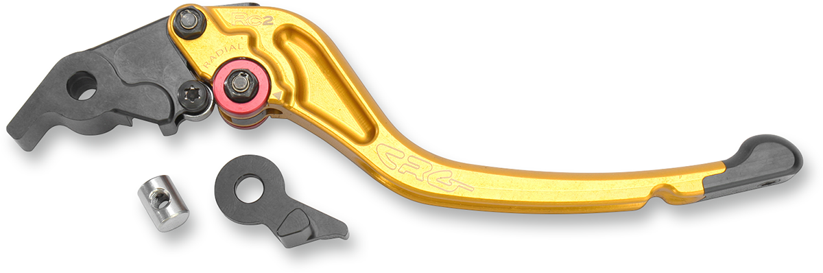 CRG RC2 standard clutch lever in gold with part number 2RB-522-T-G, showing its sleek design and mounting points.