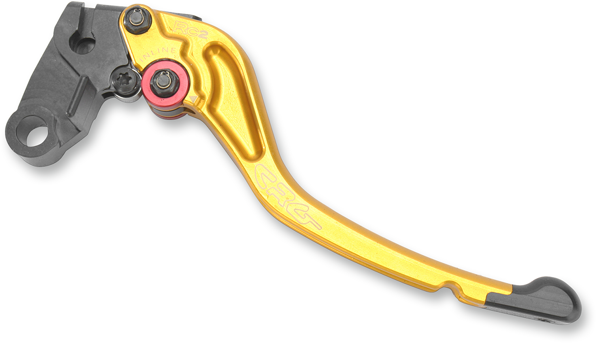 CRG RC2 standard clutch lever in gold with 2AN-681-T-G model number for motorcycle or racing bike.