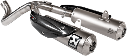 AKRAPOVIC stainless steel link pipe L-D11SO3 for slip-on line titanium exhausts, showing the sleek pipe with branding details.