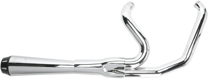 Chrome BASSANI XHAUST Road Rage 2:1 exhaust system for Harley-Davidson FXR motorcycle, showcasing polished metal pipes.