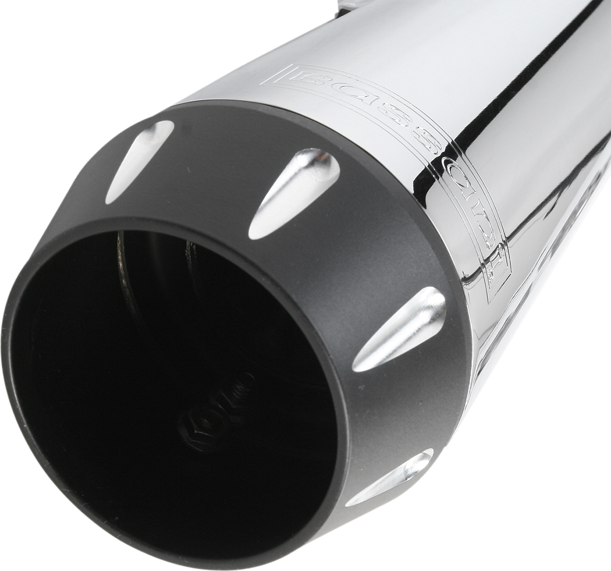 Chrome BASSANI XHAUST Road Rage 2:1 exhaust for Harley-Davidson FXR motorcycle, showing the sleek, polished chrome finish.
