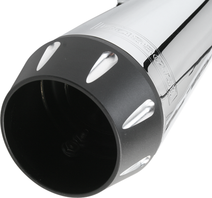 Chrome BASSANI XHAUST Road Rage 2:1 exhaust for Harley-Davidson FXR motorcycle, showing the sleek, polished chrome finish.