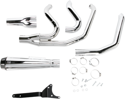 Chrome BASSANI XHAUST Road Rage 2:1 Harley-Davidson FXR exhaust system with polished finish and dual exhaust pipes.