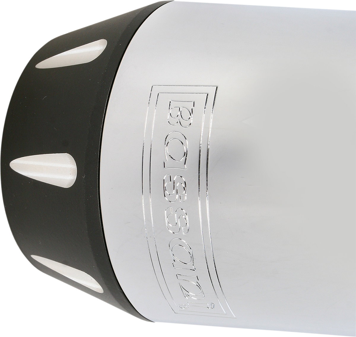 Chrome BASSANI XHAUST Road Rage 2:1 exhaust for Harley-Davidson FXR motorcycle, showing polished chrome finish and dual exhaust pipes.