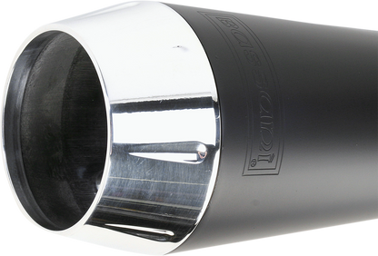 Black Bassani Xhaust Road Rage 2:1 exhaust for FXD motorcycle, part number 1D5250B, with chrome tips and dual exhaust pipes.
