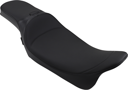 Extended Reach Predator Seat by Drag Specialties with backrest receptacle, designed for Harley FL models 2008-2024, mild stitched finish.