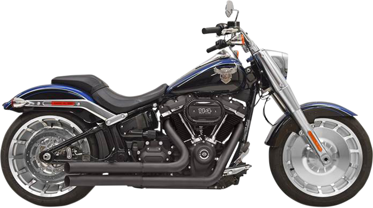 Bassani Xhaust Pro Street exhaust system for Softail motorcycle, featuring chrome finish and dual mufflers.