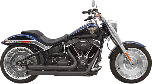 Bassani Xhaust Pro Street exhaust system for Softail motorcycle, featuring chrome finish and dual mufflers.