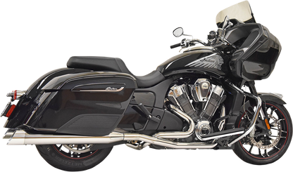 BASSANI XHAUST Dual Challenger exhaust system with chrome finish, showing polished metal pipes and dual exhaust tips.