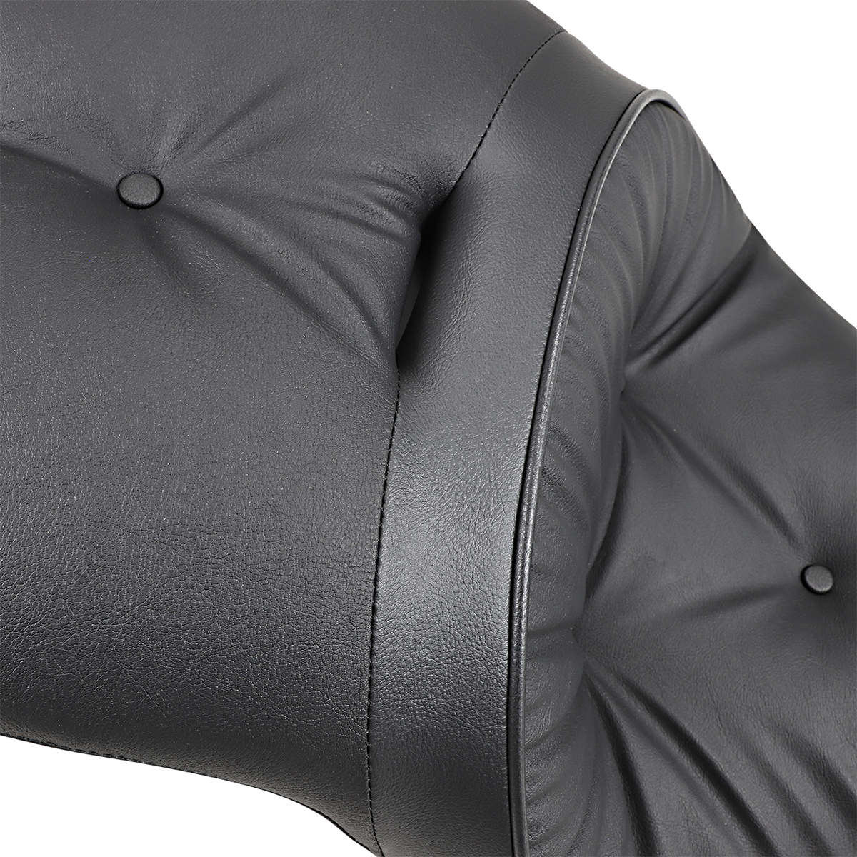 Drag Specialties touring seat with pillow for Harley FL motorcycles, 2009-2023, featuring comfortable padding and black upholstery.
