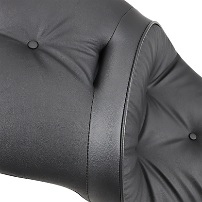 Drag Specialties touring seat with pillow for Harley FL motorcycles, 2009-2023, featuring comfortable padding and black upholstery.