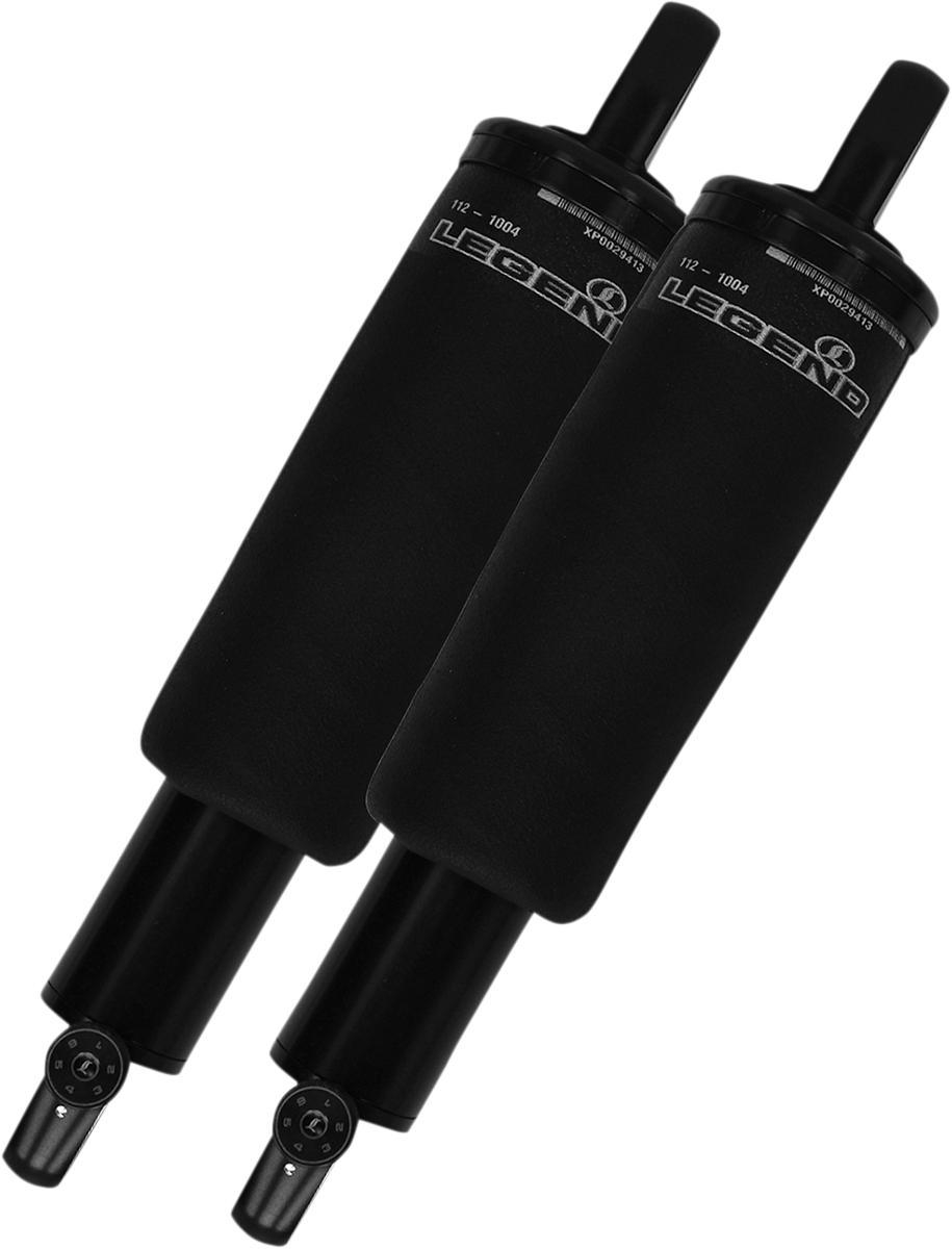 Legend Suspension Air-A V-Rod adjustable air suspension in black, designed for V-Rod motorcycles.