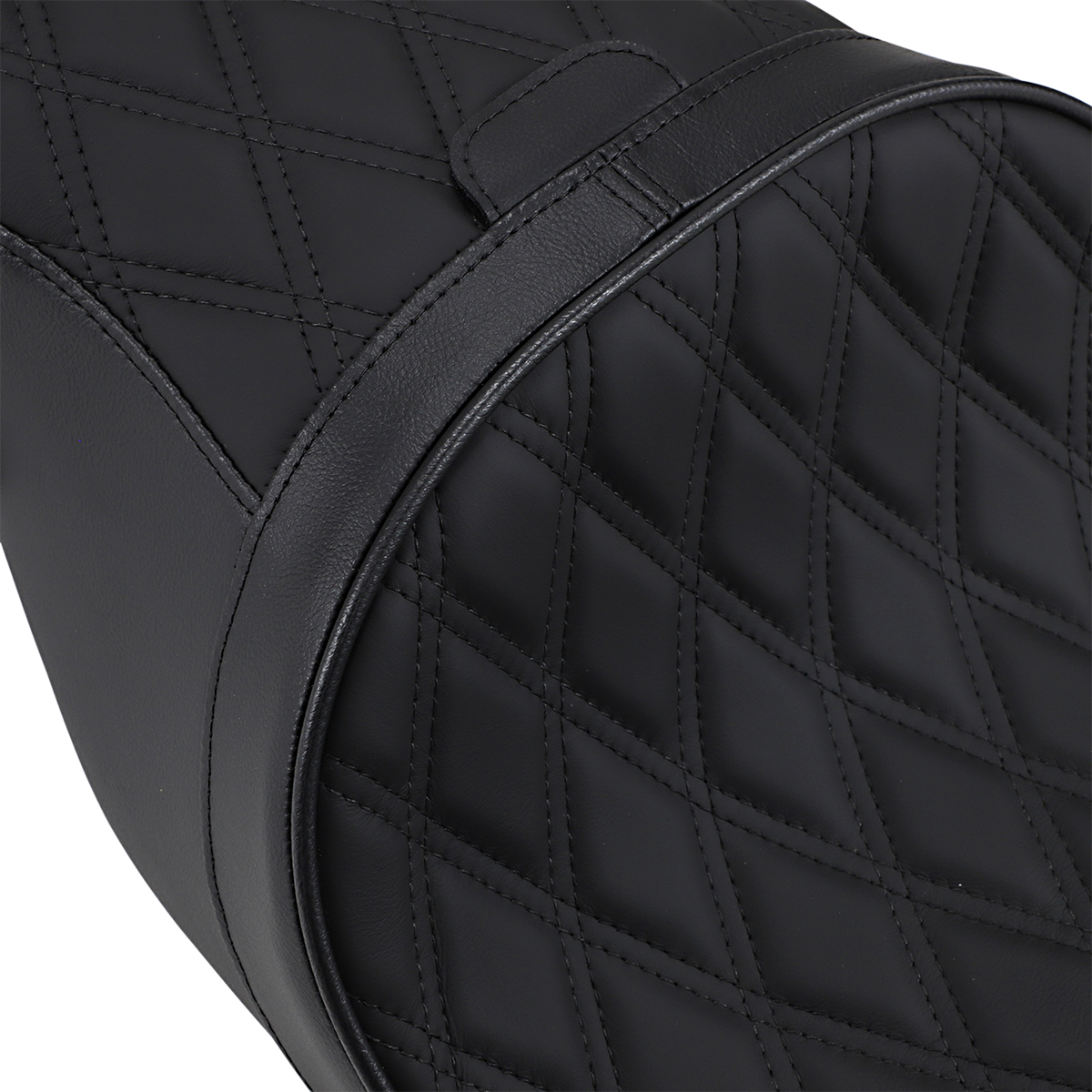 Low forward touring seat by Drag Specialties Seats for Harley FL '08-'24, featuring double diamond stitching and ergonomic design.