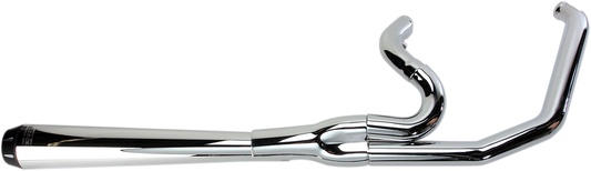 Chrome Bassani Xhaust 13311R 2:1 megaphone exhaust for Harley-Davidson FXD 1991-2005 motorcycle, showcasing the polished chrome finish.