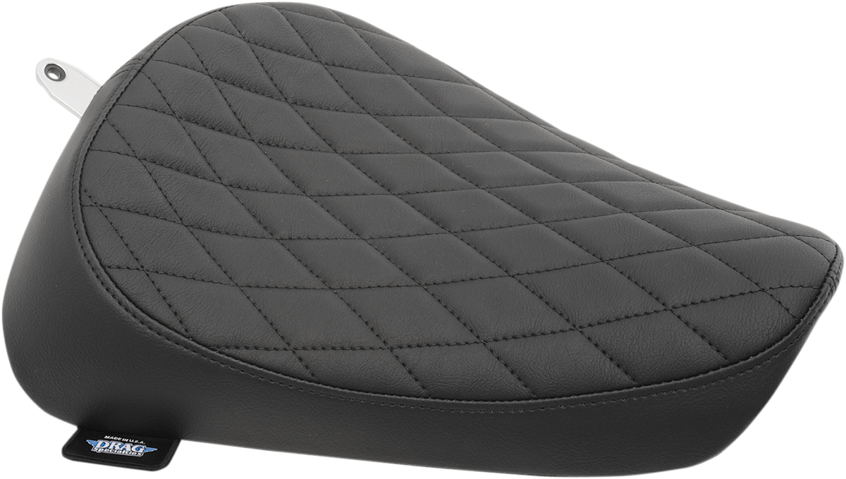 Drag Specialties solo diamond seat for Harley XL '82-'03 motorcycle, featuring a sleek, contoured design for rider comfort.