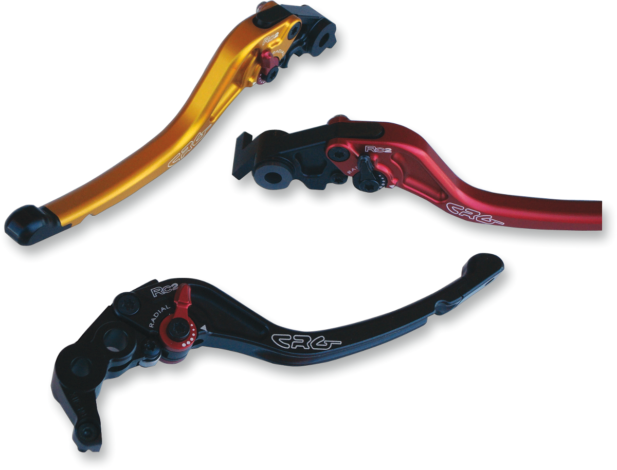 CRG SC2 clutch and perch shorty lever in gold, motorcycle racing clutch lever with ergonomic design and lightweight construction.