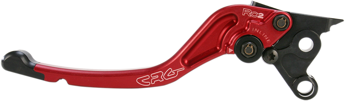 CRG RC2 standard brake lever in red, CNC machined aluminum motorcycle control component, with part number 2AB-521B-T-R.