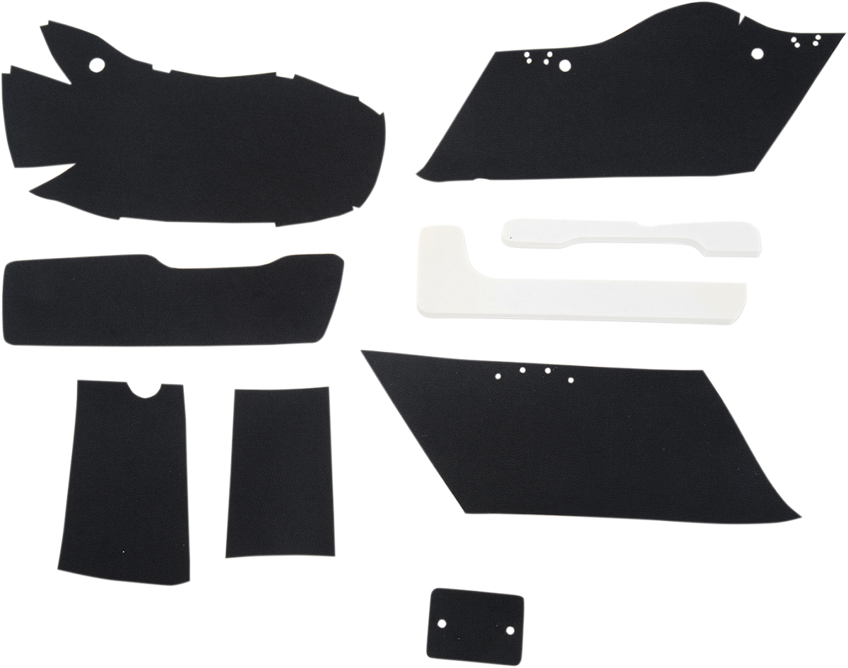 Black saddlebag lining kit for FL 2014-2022 motorcycles by Drag Specialties Seats, part number 3501-0943, in packaging.