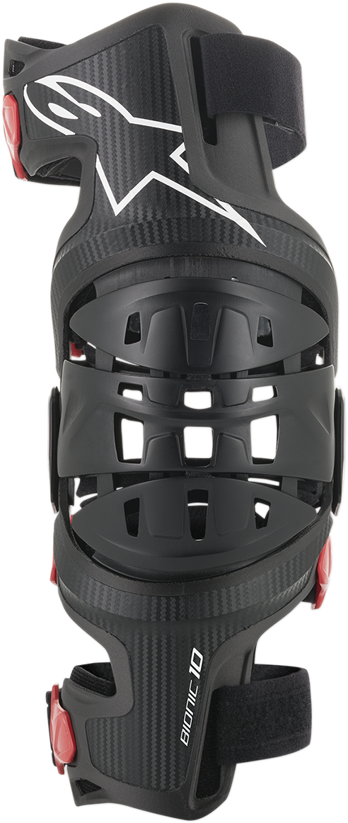 Alpinestars Bionic-10 Carbon right knee brace in XL/2XL showing lightweight support and ventilation features