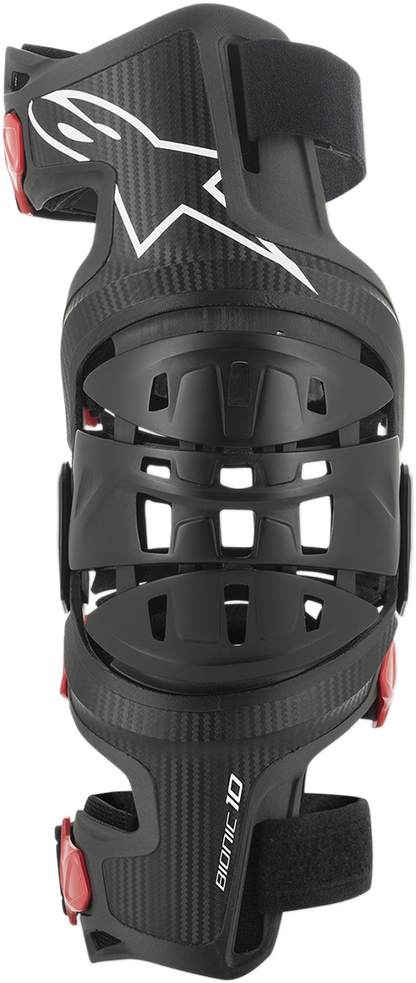 Alpinestars Bionic-10 Carbon right knee brace in XL/2XL showing lightweight support and ventilation features