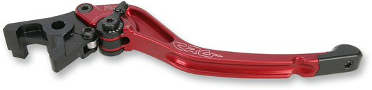 CRG RC2 standard brake lever in red, showing close-up of the lightweight motorcycle brake component with textured grip area.