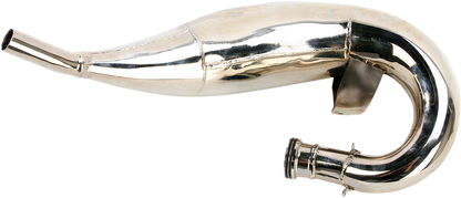 FMF Fatty Pipe 025119 high-performance motorcycle exhaust showcasing its durable, shiny metal construction and mounting details