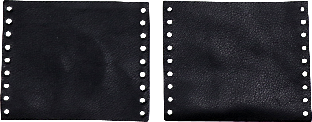 Black leather grip covers for Harley Davidson seats by Drag Specialties Seats, designed for a snug fit and enhanced comfort.