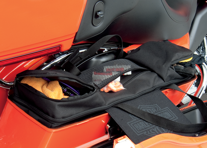 Drag Specialties Seats saddlebag liners for FL motorcycles, fits 1993-2013, durable and custom-designed for secure storage.
