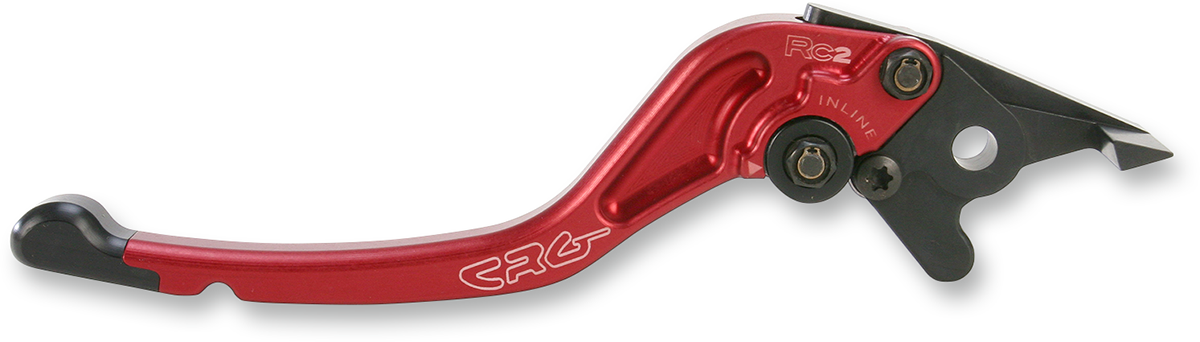 CRG RC2 standard motorcycle brake lever in red, showing sleek design and high-performance control features.