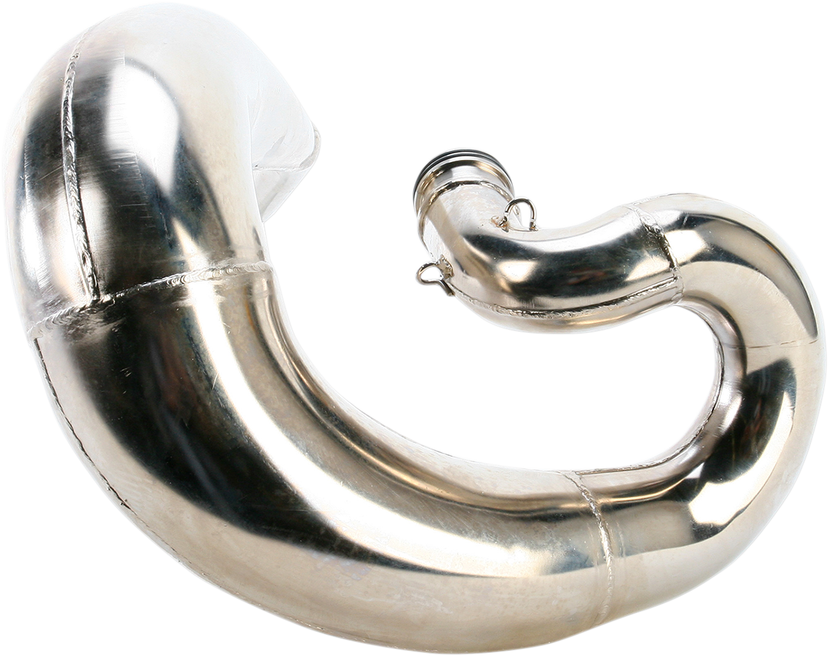 FMF Fatty Pipe motorcycle exhaust, high-performance FMF exhaust system with polished metal finish and mounting hardware.