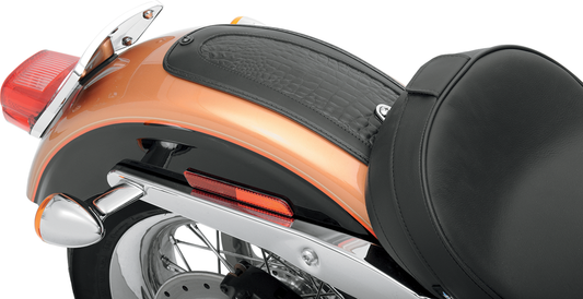 Embossed faux gator leather center Fender Skin seat cover by Drag Specialties Seats for motorcycle seats.