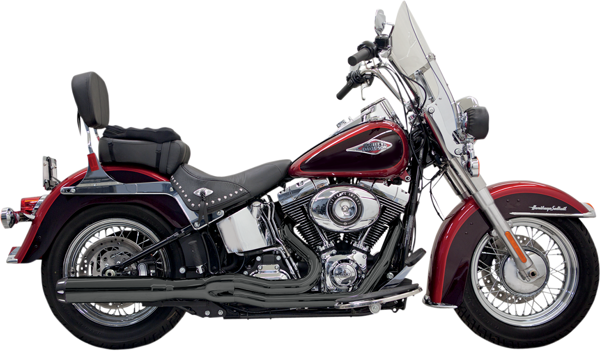 BASSANI XHAUST B1 2:1 exhaust system with black finish, part number 1S18RB, shown on a motorcycle exhaust pipe.