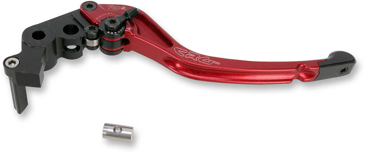 Red CRG RC2 Standard Brake Lever for motorcycle, featuring a sleek design and ergonomic grip.